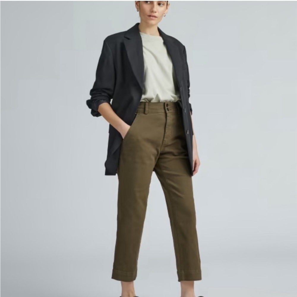 Everlane Olive Straight-Leg Pants